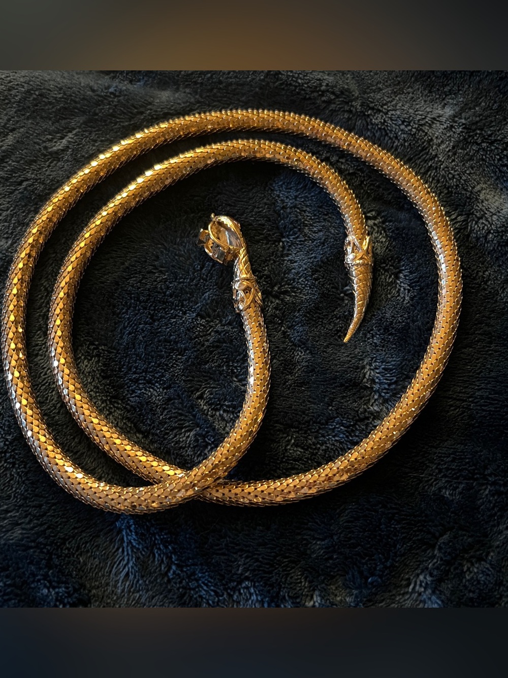 Whiting & Davis Vintage Mesh Snake Belt Necklace Lariat Serpent Signed 46” - Picture 7 of 16